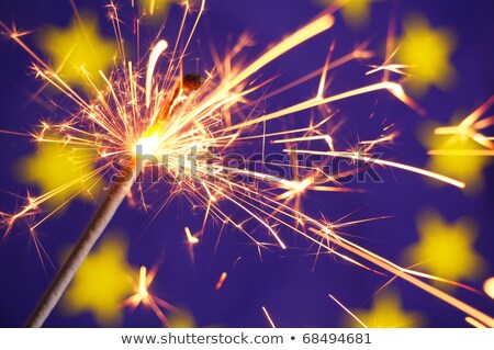 Stock foto: Euro Union Flag And Sparkler