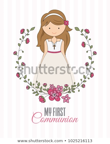 Stock photo: First Communion Greeting Card Girl
