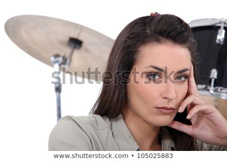 Foto stock: Woman Playing Drums Onstage