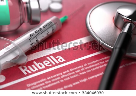 ストックフォト: Rubella - Printed Diagnosis On Red Background