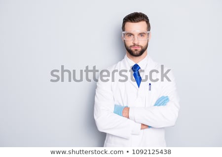 Stock fotó: Doctor Or Scientist In Lab Coat And Medical Gloves