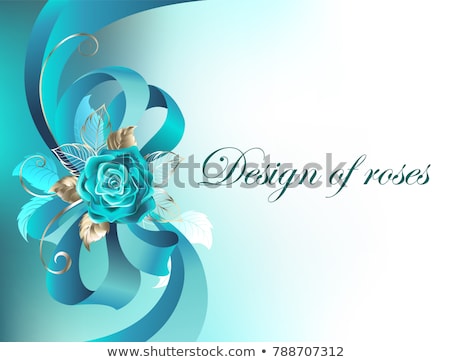 Stok fotoğraf: Silk Bow With A Turquoise Rose