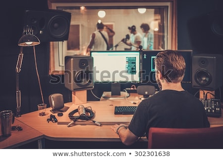 ストックフォト: Musician Playing Drums At Sound Recording Studio