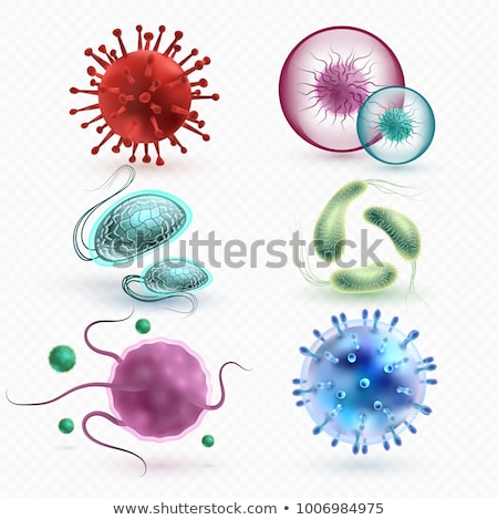 Stok fotoğraf: Bacteria Micro Creatures Set Vector Illustration