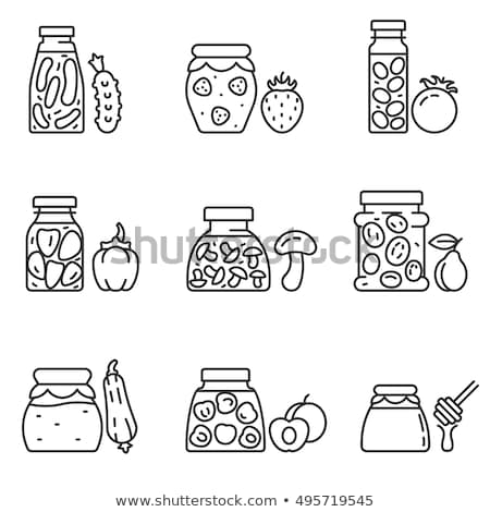 Foto d'archivio: Canned Plums In Glass Jar Vector Illustration