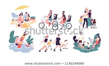 Foto stock: Mother And Son - Cartoon People Characters Illustration