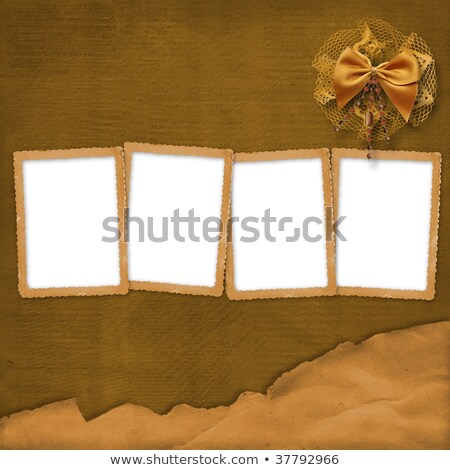 Foto d'archivio: Four Brown Frames On The Abstract Background Wiht Bow