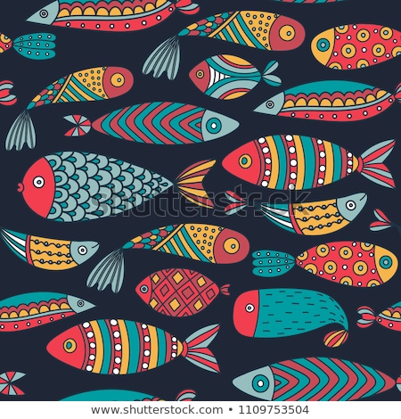 Foto stock: Vector Seamless Pattern With Abstract Fish Undersea World Aquarium