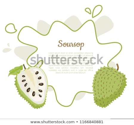 Сток-фото: Soursop Whole And Cut Fruit In Abstract Frame Text