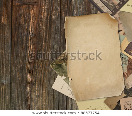 Zdjęcia stock: Old Grunge Paper Slide On The Wooden Background