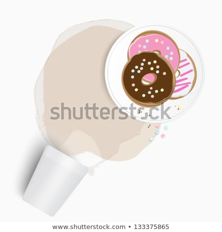Fresh Donuts With Spilled Tea Or Coffee [[stock_photo]] © veralub