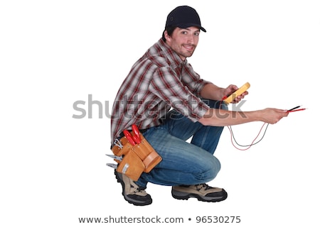 Stock fotó: Electrician Holding A Measurement Tool