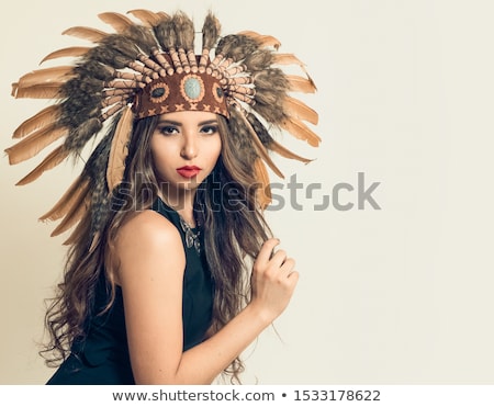 ストックフォト: Indian Woman With Axes On White