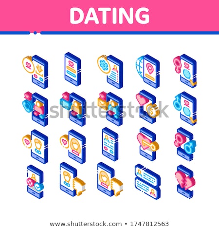 Dating App Isometric Elements Icons Set Vector Foto stock © pikepicture