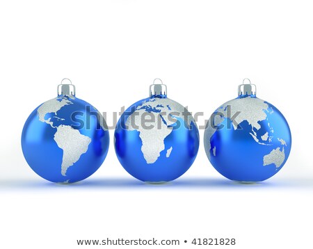 Stok fotoğraf: Christmas Tree Ornaments With World Map