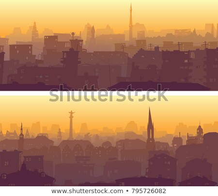 Abstract Background With Panorama Of City And Sunrise ストックフォト © Vertyr