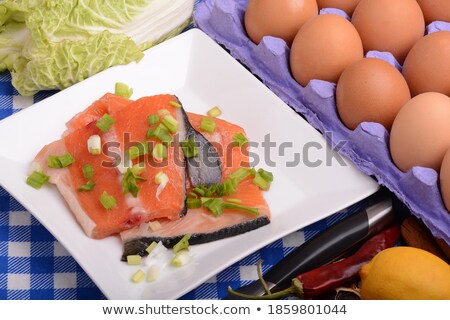 Lemon Eggs Red Fish Cabbage And Red Pepper Stockfoto © fotoscool