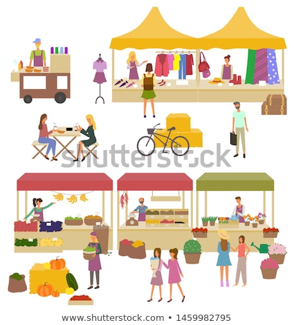 Stock photo: Seller At Market Salesperson With Spices In Boxes