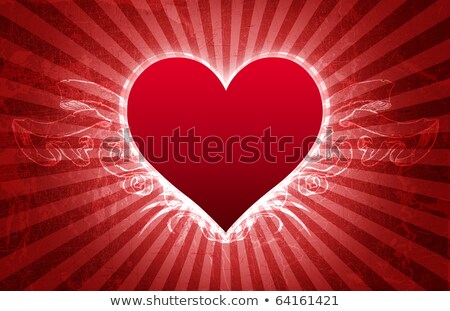 Illustration Of Hearts On A Red Background Centered Foto stock © swatchandsoda