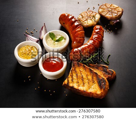 Stock fotó: Sausages And Spicy Mustard