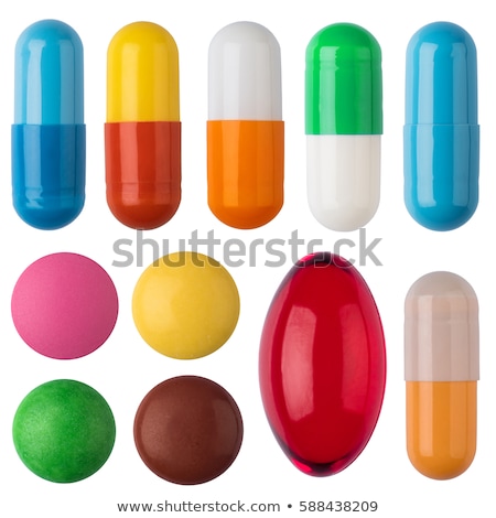 Stok fotoğraf: Antibiotic Color Pills On A Isolated