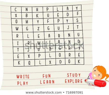 Сток-фото: Stickman Kid Girl Word Search Illustration