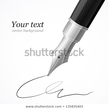 Foto stock: Pen With Ink For Writing Office Supply Vector