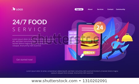 Foto stock: Food Order Neon Landing Page