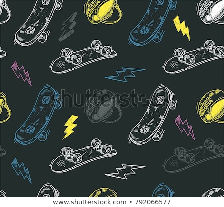 Stock photo: Sketch Helmet Vector Vintage Seamless Pattern