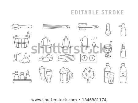 Foto stock: Wooden Bucket With Ladle For The Sauna