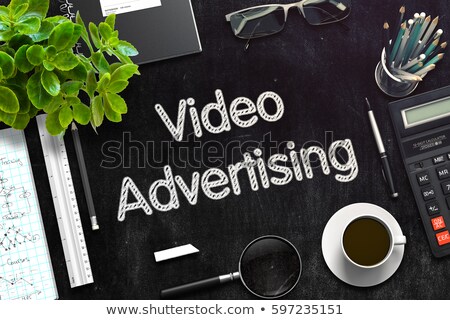 Foto stock: Video Advertising Concept On Black Chalkboard 3d Rendering