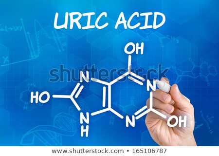 Stock fotó: Hand With Pen Drawing The Chemical Formula Of Uric Acid