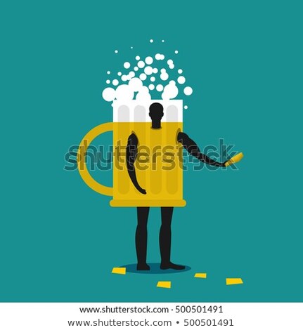 Mug Of Beer Mascot Man Promoter Male In Suit Drinking Tankard D Stok fotoğraf © MaryValery