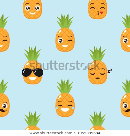 ストックフォト: Color Fruits Emoji Seamless Vector Pattern