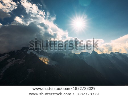 Stok fotoğraf: Himalaya High Mountain Landscape Panorama With Blue Cloudy Sky