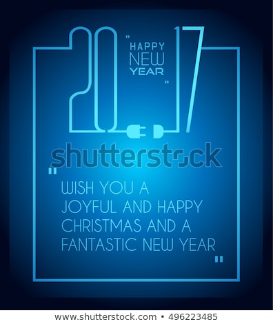 Stok fotoğraf: 2017 Happy New Year Flat Style Background With Stylized Wire Cables