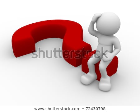 3d Man Sitting On A Question Mark Foto stock © Orla