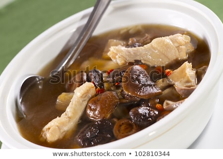 Stock photo: Chicken And Herb Soup In Pot Chinese Food Style
