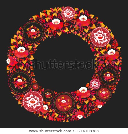 Stock photo: Graceful Orange Greeting Card Ring Of Red Flowers