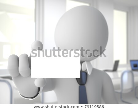 Hombre 3D con tarjeta en blanco Foto stock © Texelart