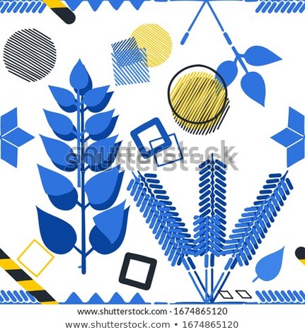 Foto stock: Seamless Pattern With Stockholms Elements On Blue Background Good For Souvenirs From Sweden