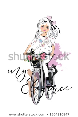 Foto stock: Vector Beautiful Fashion Girl In Hat