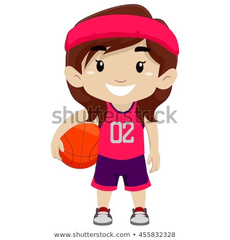 Stock fotó: Cartoon Smiling Basketball Player Woman