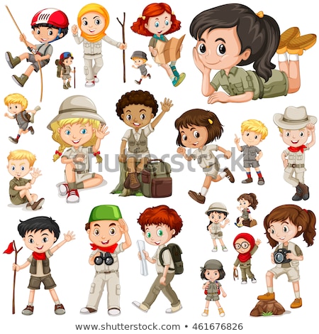 Zdjęcia stock: Boy In Safari Outfit On White Background