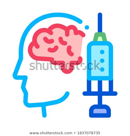 Zdjęcia stock: Brain Syringe Injection Vaccine Headache Vector