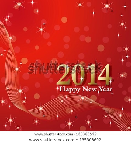 Stock fotó: Vector Happy New Year 2014 Reflection Wave Colorful Creative Des