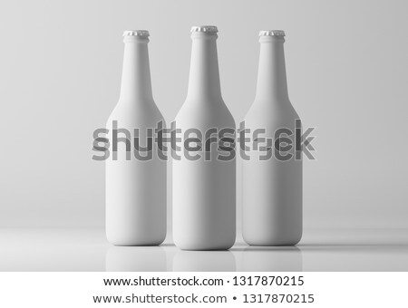 Сток-фото: Three White Glass Bottles With Labels 3d Rendering