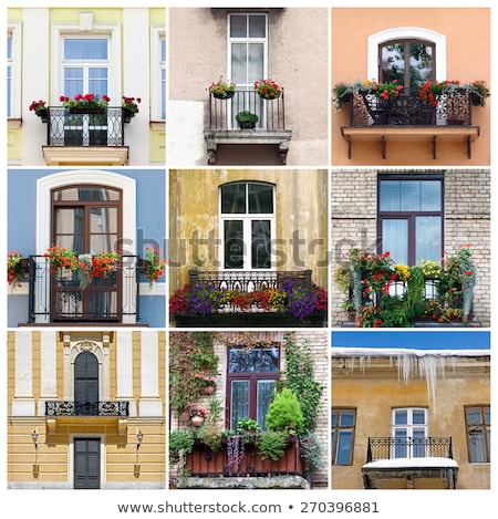 Foto stock: Photo Collage With Nine Balcony Pictures