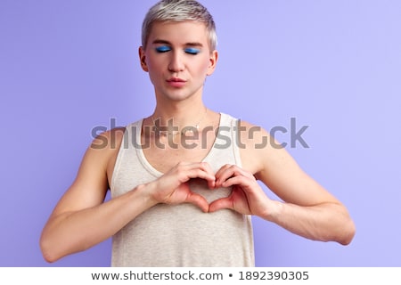 ストックフォト: Close Up Of Male Gay Couple Hands Showing Heart