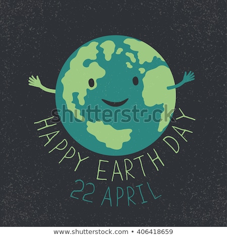 Earth Day Illustration Earth Smiling And Reveals A Hug Grunge Stock fotó © pashabo